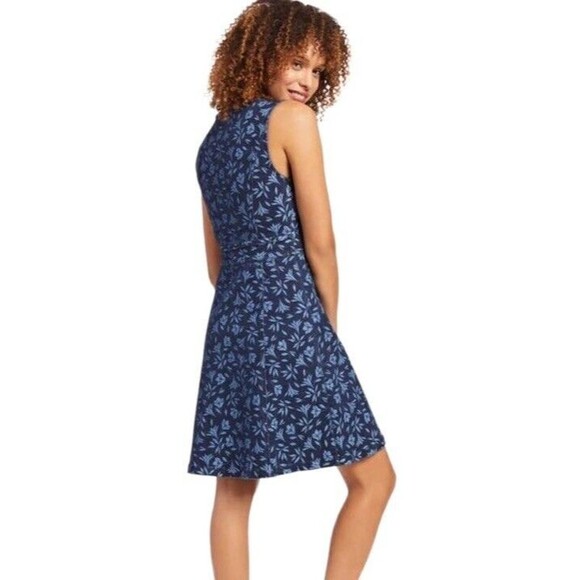 Draper James Navy Leaf Print Mini Dress - Picture 4 of 8